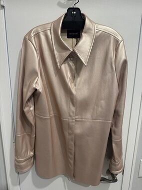 Dolce Cabo Metallic Cream-Tan Leather Jacket